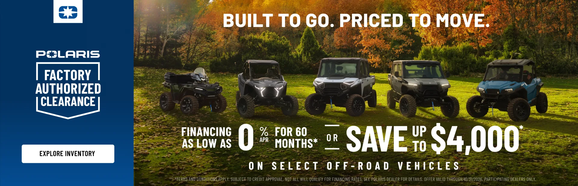 Up to $4,000 Off or Financing As Low As 0.00% for 60 Months on Select Models