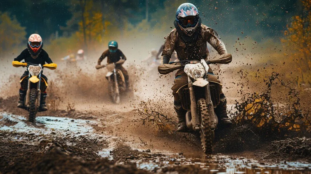 Dirt Bike Rider With His Motorcycle Racing Circuits